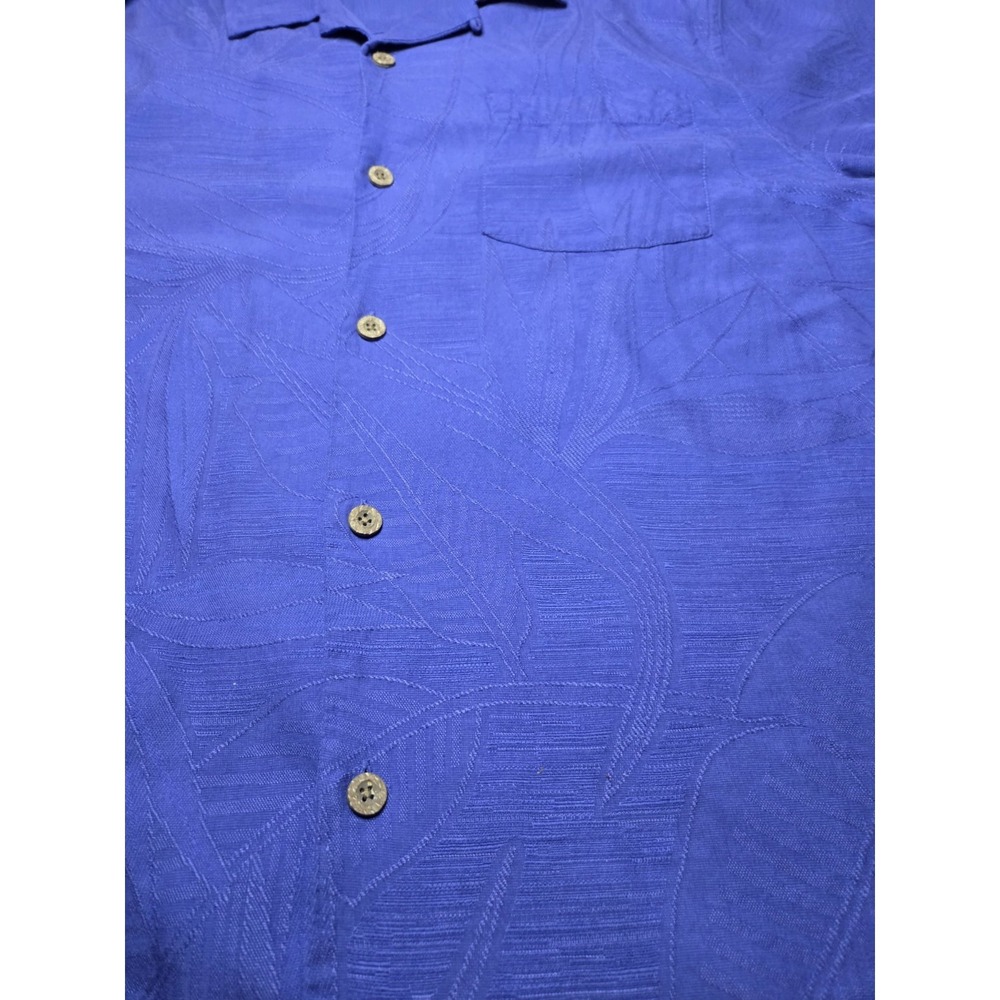Tommy Bahama Men's Blue Leaf Woven Short Sleeve Button-Up Shirt Pocket M - Picture 3 of 6